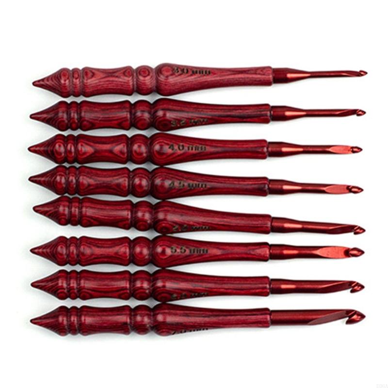 Wooden Crochet Hooks Ergonomic Handle - 8шт крючок с деревянной ручкой эргономичный
