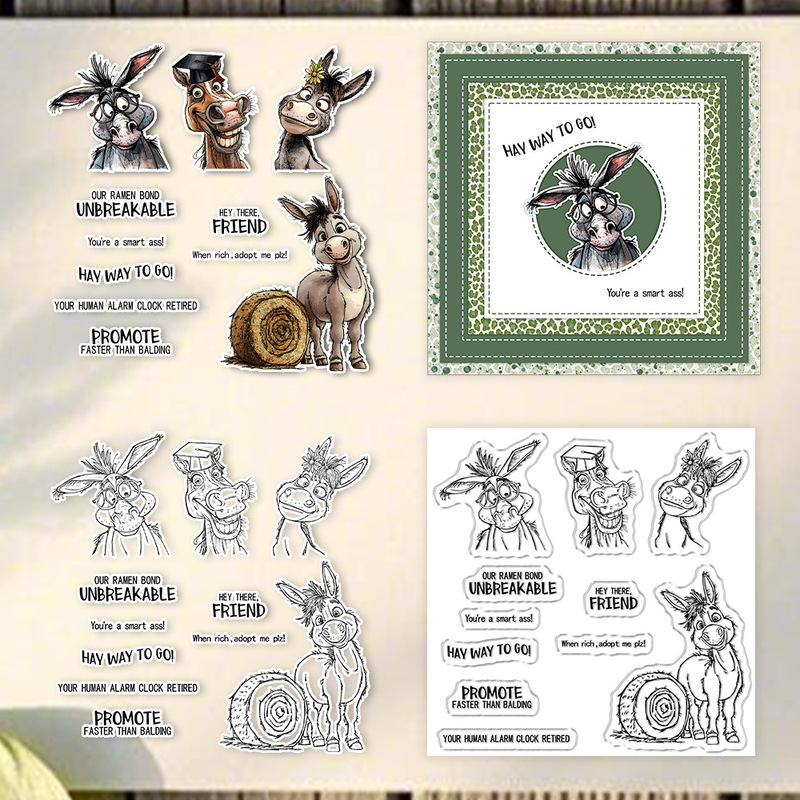 Clear Silicone Stamps For Card Making - Забавный силиконовый штамп Suncraft «Ослик на