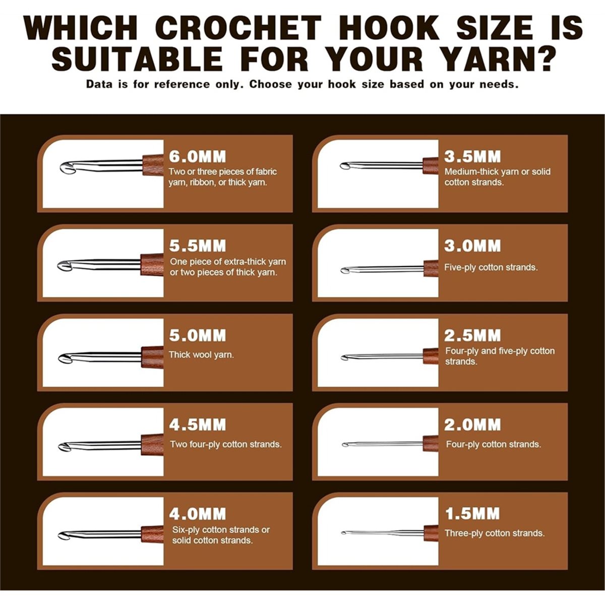 Wooden Crochet Hooks Ergonomic Handle - Набор крючков для вязания AT16, 5