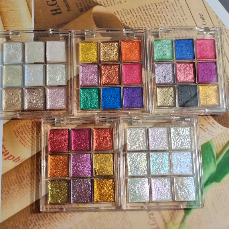Watercolor Paint Set Solid Pigment - 9 Цвет ногти чистая краска Аврора