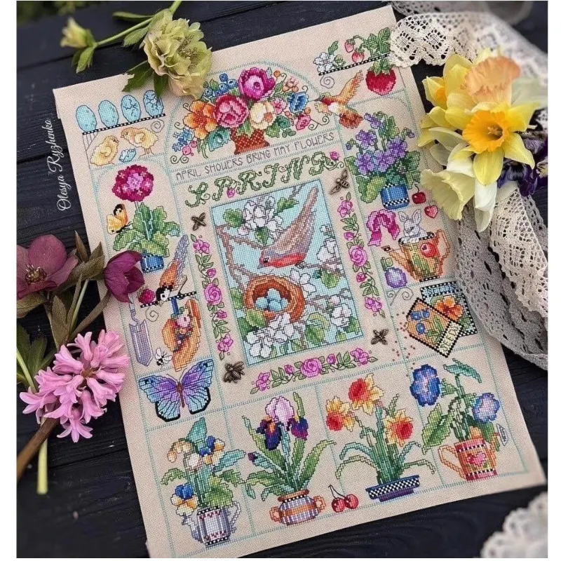 Cross Stitch Stamped Kits Beginners - 【CC2937 Весенний сад】 Набор для начинающих