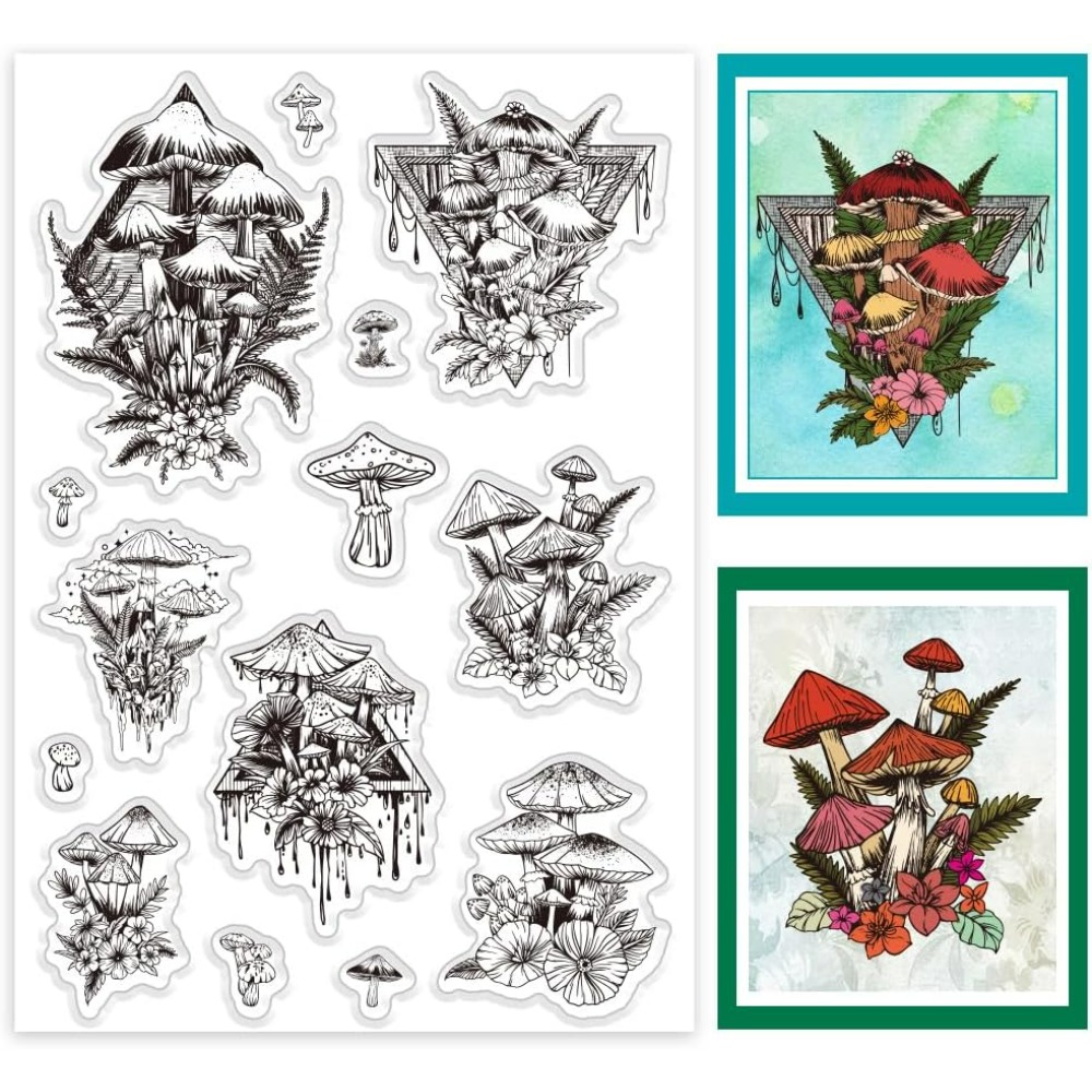 Clear Silicone Stamps For Card Making - Прозрачный штамп с грибами, силиконовый штамп