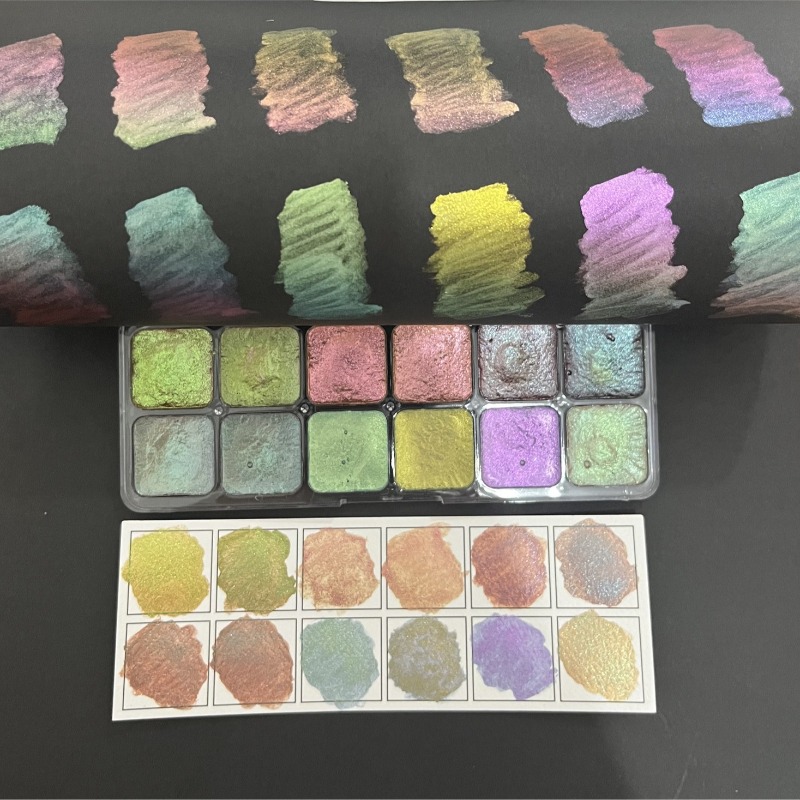 Watercolor Paint Set Solid Pigment - Твердая акварельная краска «Хамелеон», перламутровый акварельный