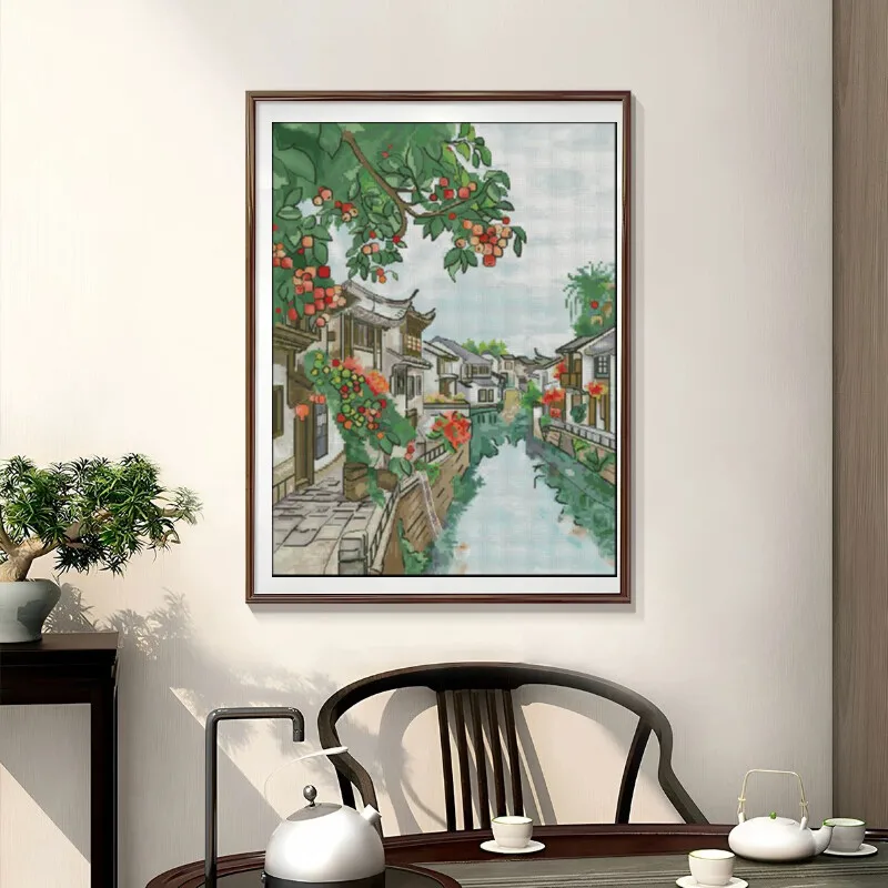 Cross Stitch Stamped Kits Beginners - [[CC904-Водный город Цзяннань] Набор для вышивки