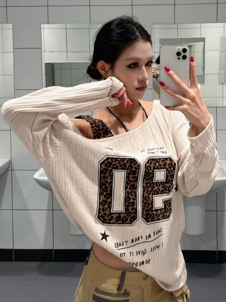 Женская футболка Y2K с леопард – обзор и цена Embroidery