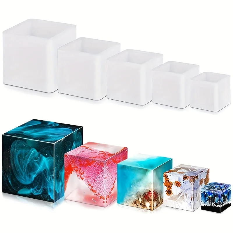 5 шт. квадратная силиконовая ф – обзор и цена Silicone Epoxy Resin Molds Set