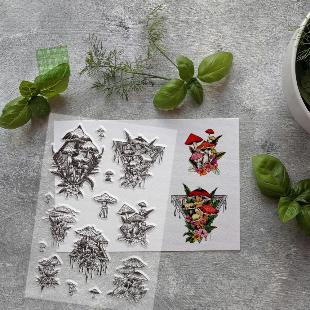 Прозрачный штамп с грибами, си – обзор и цена Clear Silicone Stamps For Card Making